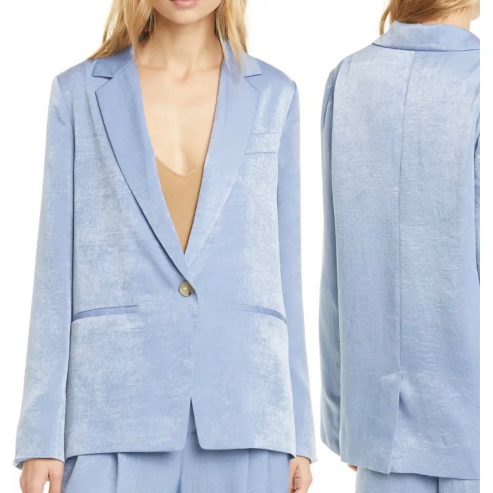 VINCE Drapey Boyfriend Blazer in Sky Graphite Size 8